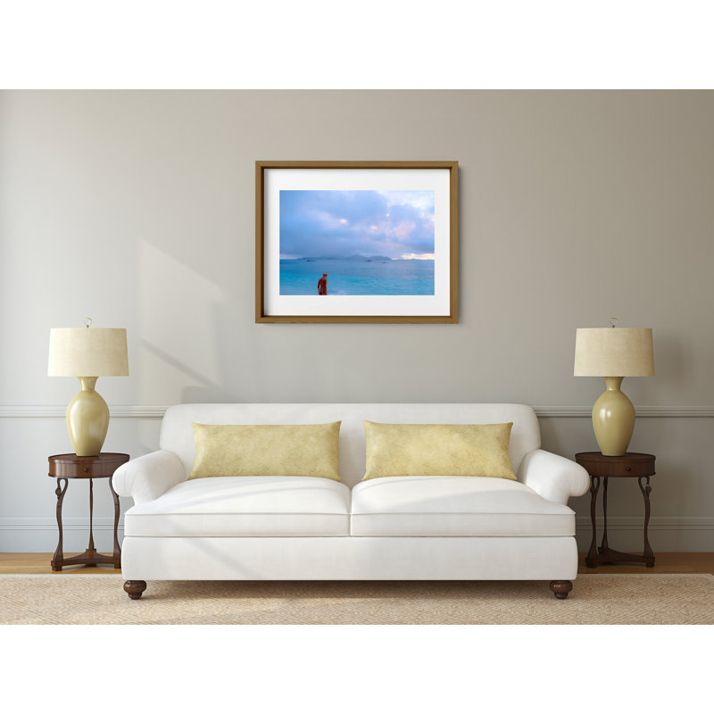 Caribbean Blue Print by Joseph Regan, 26" H x 36" W x 0.75" D, Walnut