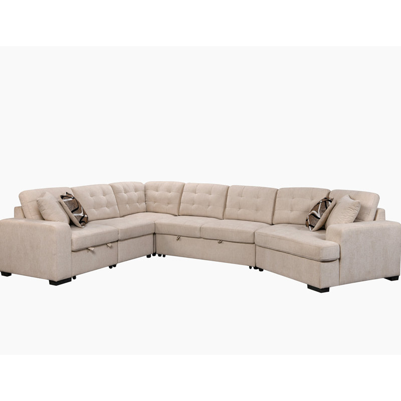 Canapé modulaire rembourré 4 pièces Ommie, Chenille beige
