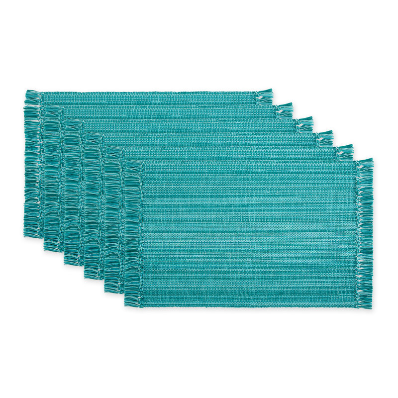 Ensemble de napperons en coton Wieland, Sarcelle, Couleur unie