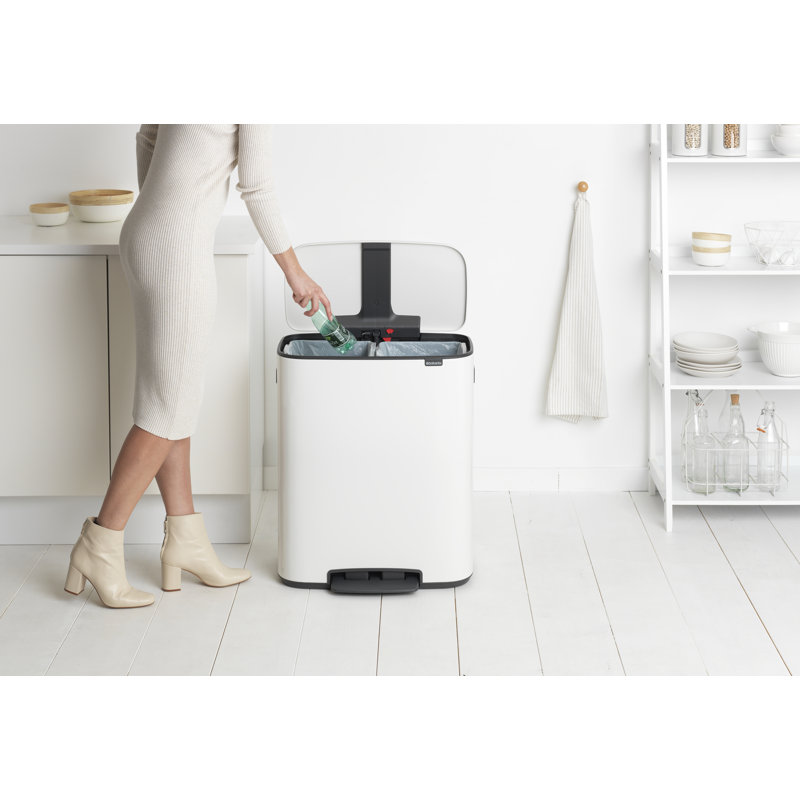 Brabantia Bo 30 Litre + 30 Litre Pedal Bin with Two Inner Buckets, White