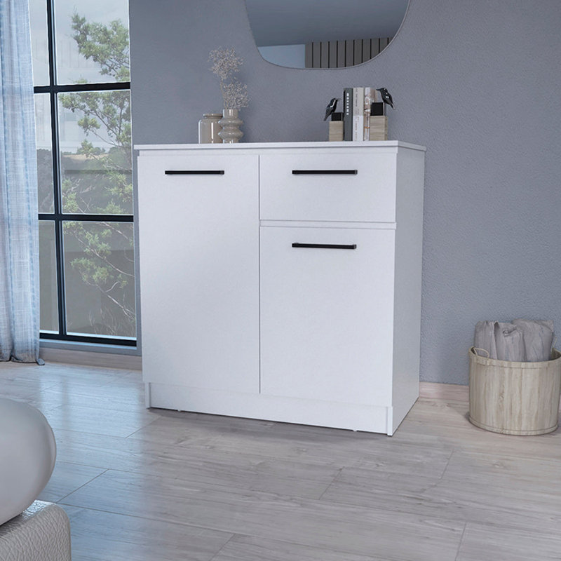 Commode avec armoires à 2 portes et tiroir, Blanc