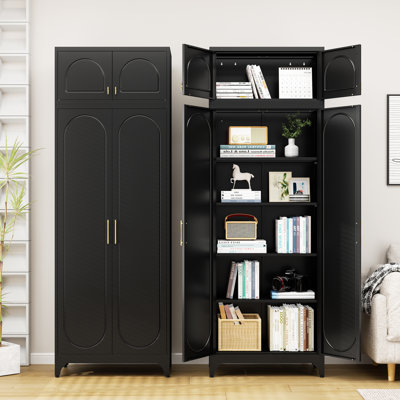 Black Kitchen Pantry Cabinet, 90" Tall Freestanding  Cabinet with Doors & Adjustable Shelves, Large Storage Cabinet for Kitchen, Living Room, Dining Room, 15.8"D x 31.5"W x 90"H
