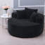Fauteuil d'appoint en velours côtelé moderne et compact, siège rond noir de 55 po, portable pour un usage domestique