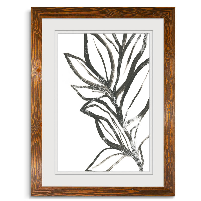 « leaf instinct ii »-peinture encadrée sur papier, Cadre en érable, H 38 po x l 28 po x P 1,25 po