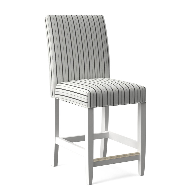 Manhattan Upholstered Stool with Solid Wood Frame, Frost White Finish, White Performance Fabric; 0851-94