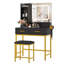 Bureau de maquillage avec miroir et lumières, 4 tiroirs, 2 tablettes de rangement, station de charge intégrée, coiffeuse blanche et dorée avec lumière DEL, 3 modes d'éclairage, 53 pouces pour la chambre à coucher