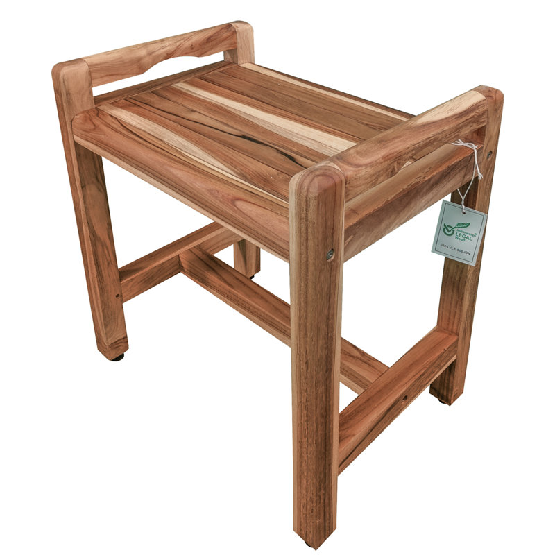 20" Wide Teak Shower Bench with LiftAide Arms