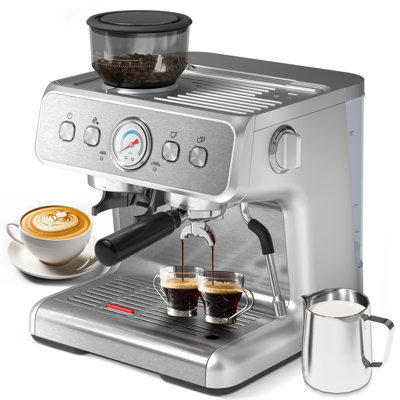 Cafetière, 15 bars, semi-automatique, contrôle intelligent de la température, protection contre la surchauffe, arrêt automatique, grand réservoir d'eau de 2,8 l, infusion à deux tasses, pour la maison, le bureau, le café