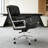 Mid Back Genuine Leather Executive Office Chair With Aluminum Frame, Swivel Computer Desk Chair-29114050