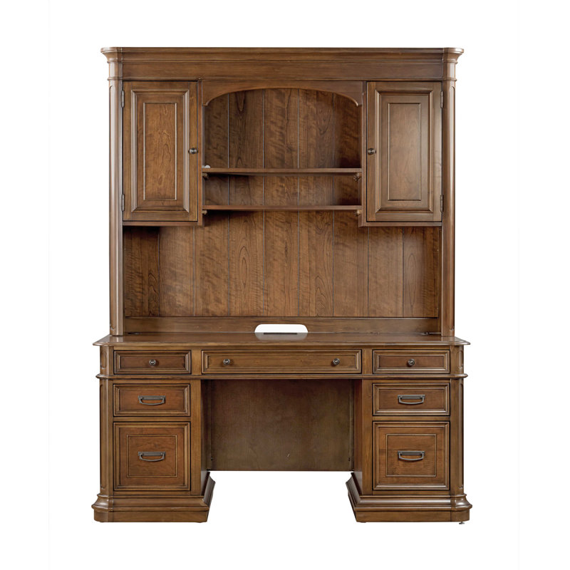 Executive Desk with Power Outlet, Brown
