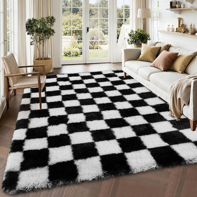 Tapis en damier pour salon, entrée, chambre à coucher