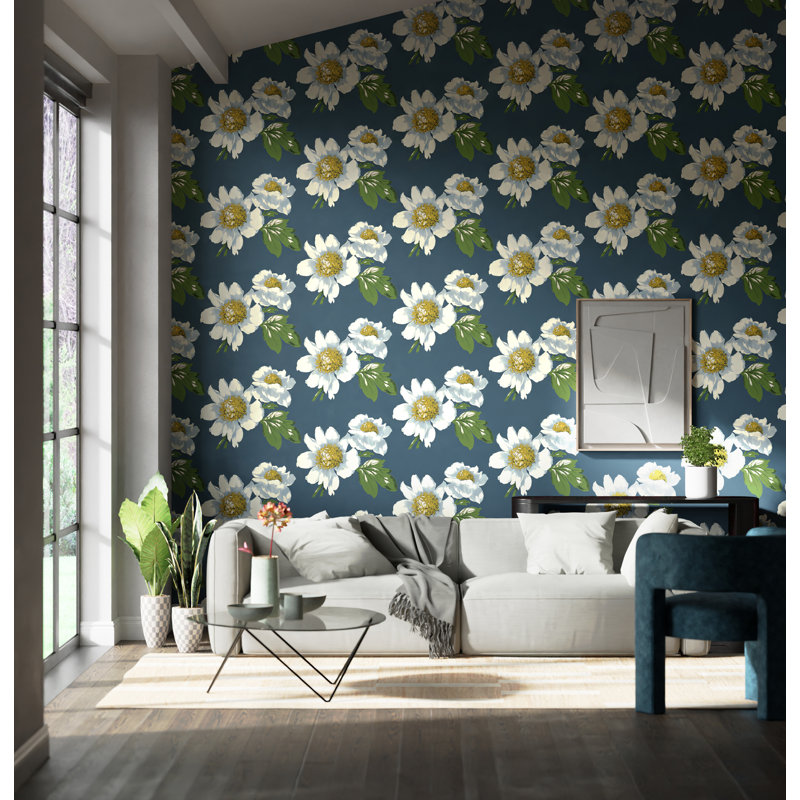 Paeonia Wallpaper, Azurite/Meadow/Nectar