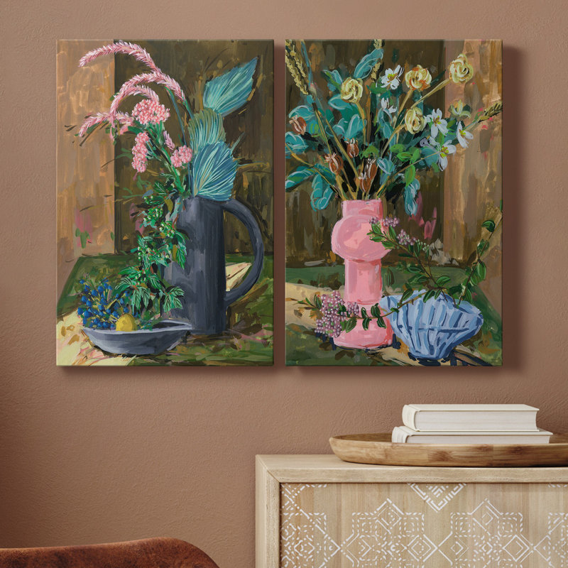 Nature morte bouquet I, toile tendue avec châssis de qualité supérieure - prête à être accrochée, H 12 po x l 16 po x P 1 po
