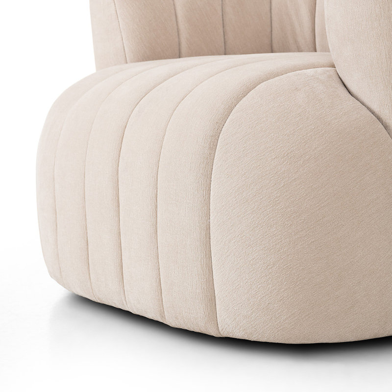 Elliana Swivel Barrel Chair, Blamont Cream Polyester