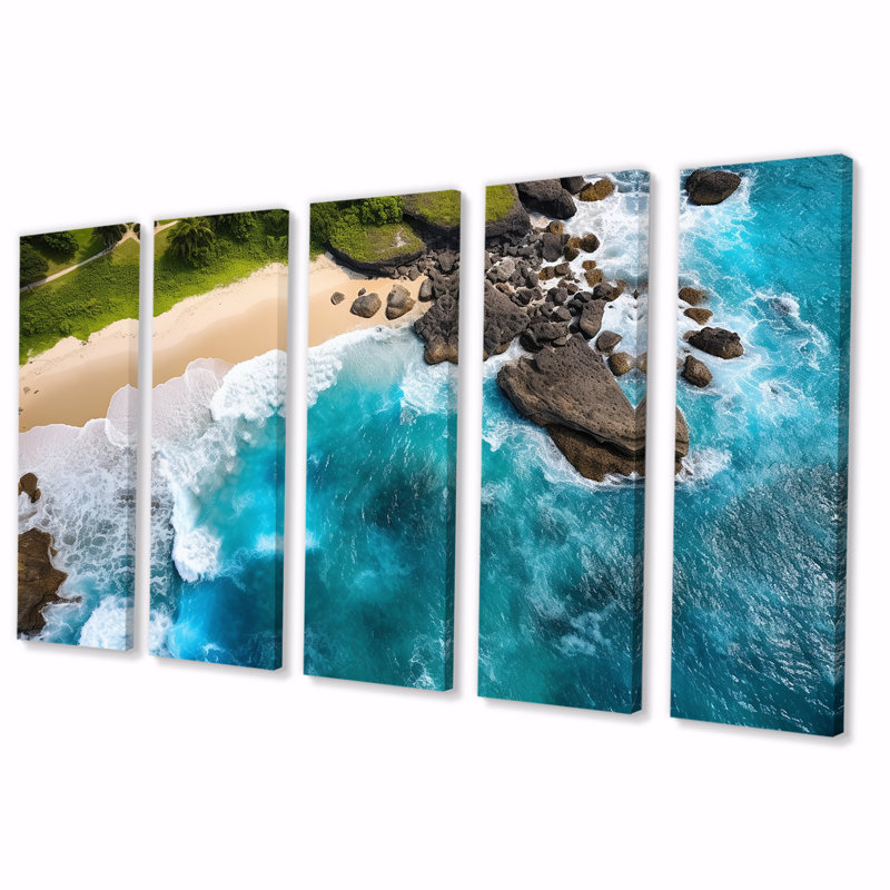 5 pièces d'art mural Rocky Beach, H 28 po x l 60 po