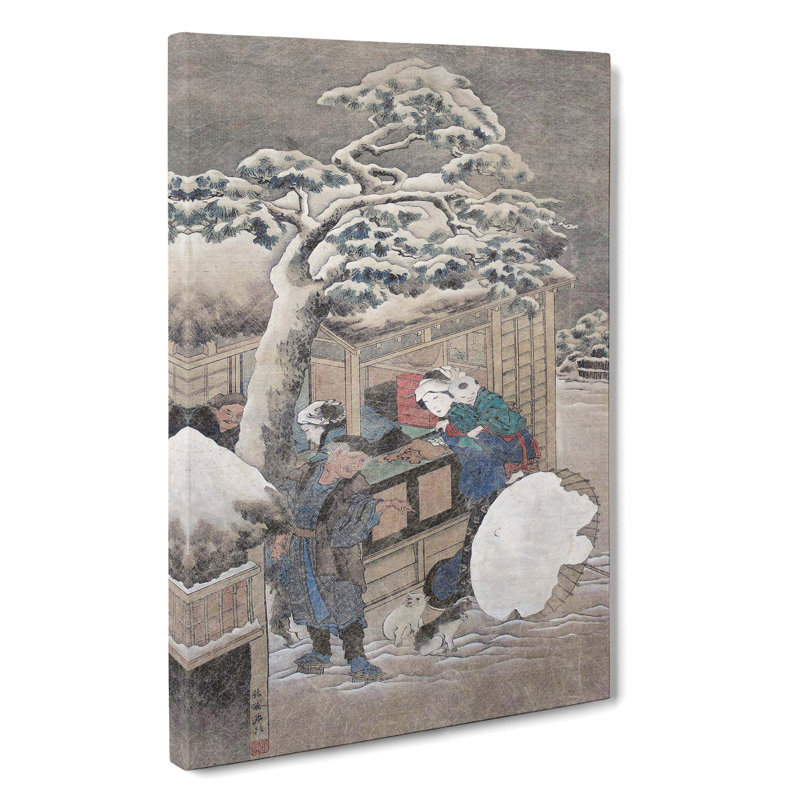 Shop In Winter by Katsushika Hokusai - Wrapped Canvas Painting, 50cm H x 35cm W x 3cm D