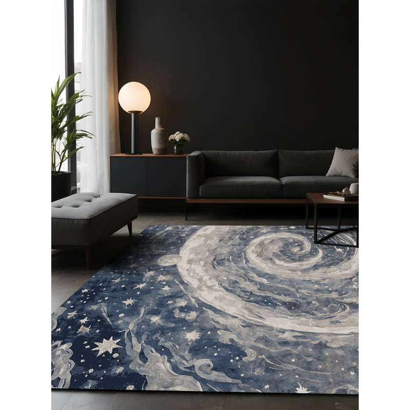 Tapis gris soyeux et moelleux, Rectangle 7 pi x 9 pi