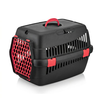 Modern Black and Red Pet Travel Carrier for Cats and Small Dogs (15.4'' W x 21.7'' D x 14.4'' H)