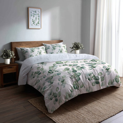 Coastal Duvet Cover Set Of 3 - Green Eucalyptus Air Bedding Set
