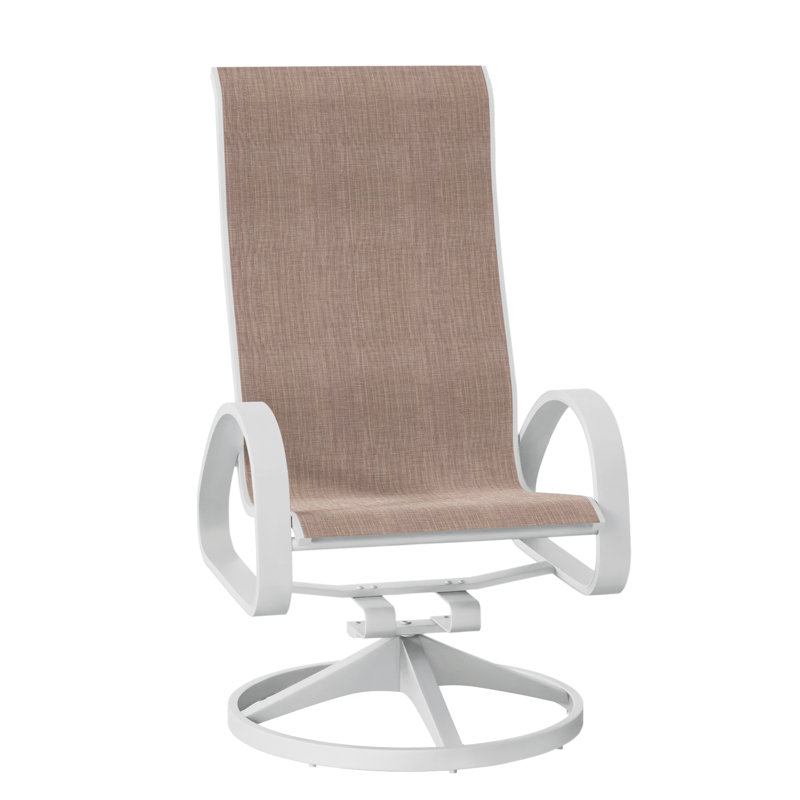 Fauteuil de patio pivotant Hiraku, Blanc texturé, Fenouil Augustine Sunbrella®