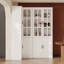 Armoire de coin avec portes en verre, organisateur de rangement de cuisine autoportant de 63 po, tablettes réglables et compartiments fermés