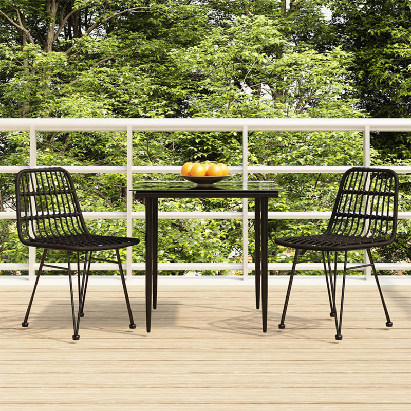 Westerley 2 - Person Patio Dining Set with Square Table, Black