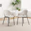 Ensemble de 4 chaises de salle à manger rembourrées en tissu Boucle de style Mid-Century avec dossier incurvé pour la salle à manger (blanc)-822429853