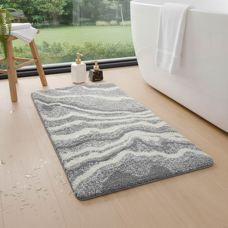Microfibre Non-Slip Bath Mat, Grey