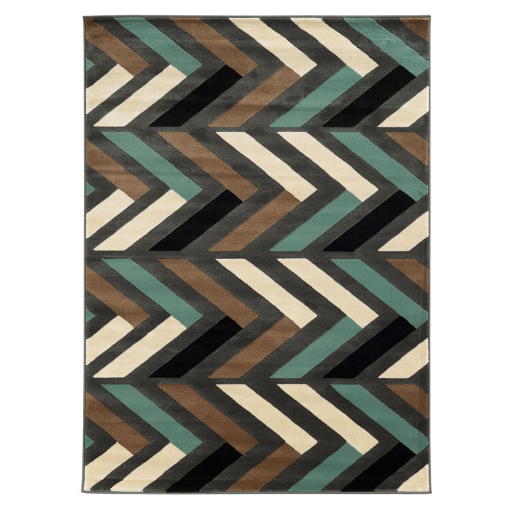 Tapis à chevrons gris / turquoise