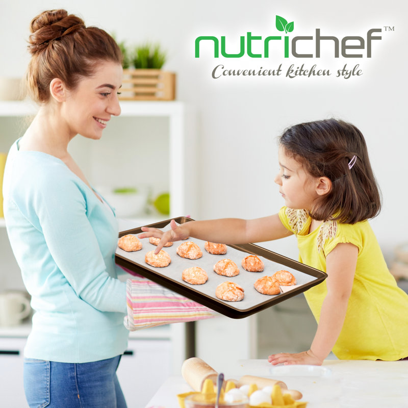NutriChef Non-Stick Steel 3 Piece Cookie Sheet Set