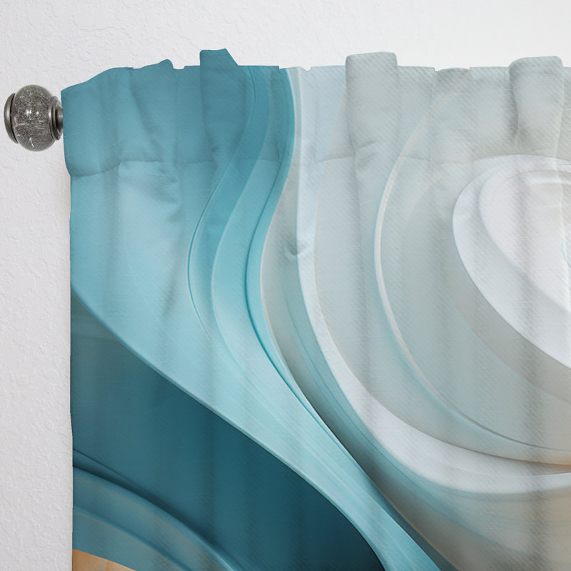 Blue And Orange Fractal Curves In Motion I - Fractal Abstract Room Darkening Curtain - 1 Panels, 52" W x 95" L