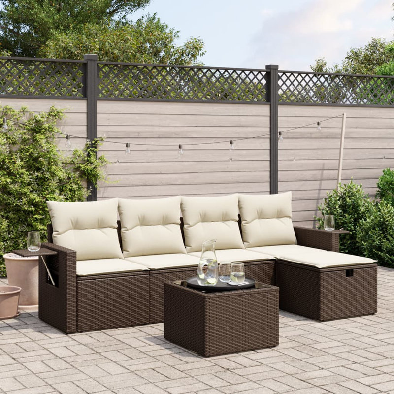 Ensemble de canapé de jardin Vidaxl brun et blanc crème