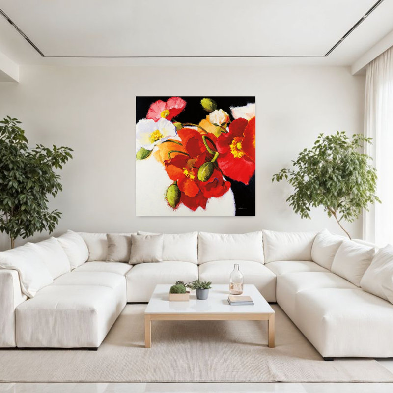 Mon audace I, coquelicot contemporain, H 48 po x l 48 po
