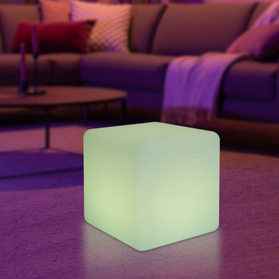 Lampe carrée en PE avec tabouret carré 11,8 po rechargeable 16 lumières DEL avec télécommande pour bar et chambre d'hôtel