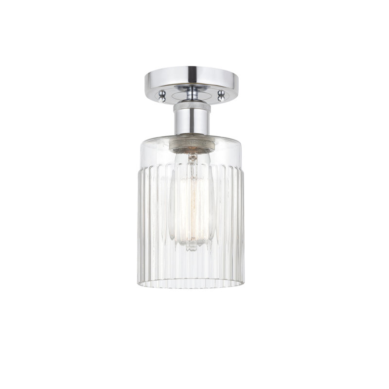 Plafonnier semi-encastré en verre Kamena, Transparent, Chrome poli, H 9,13 po x l 4,5 po x P 4,5 po