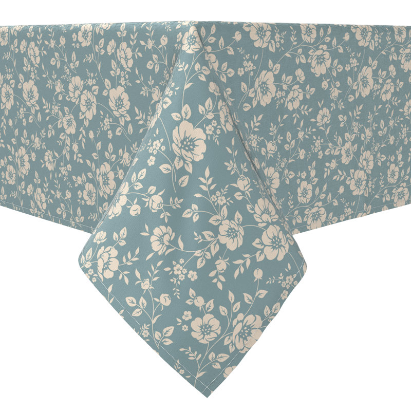 Rectangular Floral Cotton Twill Tablecloth
