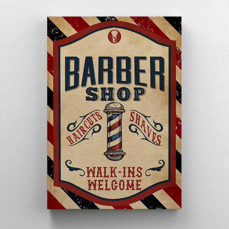 Trinx Barber Shop Poster - Haircuts Shaves, Walk-Ins Welcome - 1 Piece ...