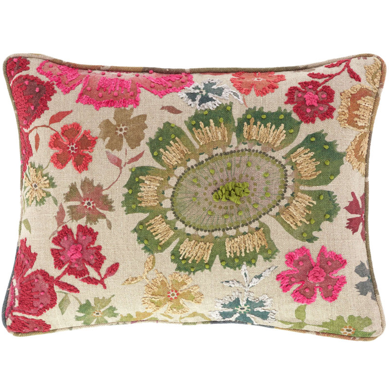 Peruvian Floral Embroidered Multi Decorative Pillow, Pillow Cover Only - No Insert, 16"H x 20"W
