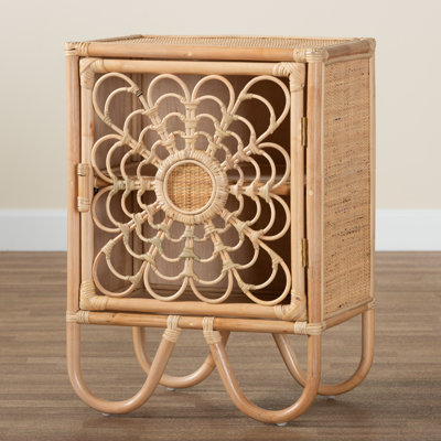 Berenika Acelin Modern Bohemian Rattan Nightstand
