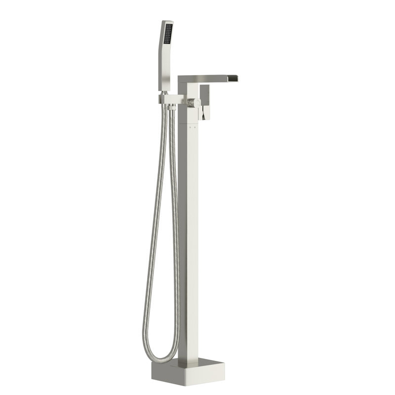 Bathtub Filler With 360 Rotatable Waterfall Spout And Handheld Shower, Dual Control, Brushed Nickel Brass Faucet Freestanding Bathroom Tub Detachable Handheld, Rotatable, Temperature