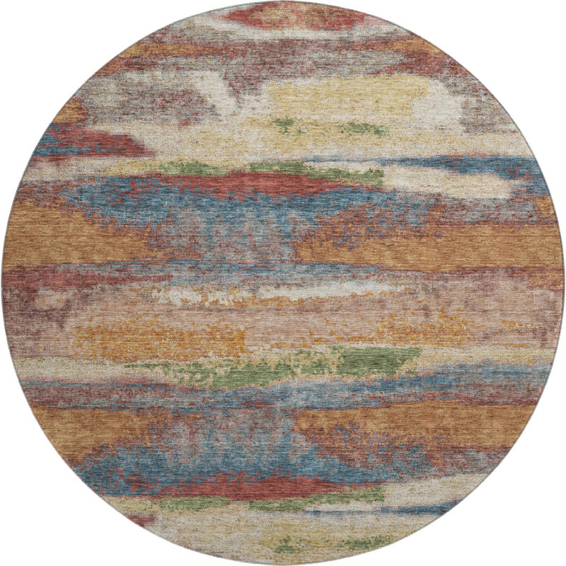 Tapis paprika de qualité supérieure lavable à la machine Prisco, Rond 8 pi