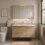 Meuble-lavabo flottant 36 po, contreplaqué, double tiroir à fermeture douce, rangement intérieur spacieux, compartiment de rangement latéral ouvert, fixation murale, armoire seulement, lavabo non inclus, blanc-1477631659-1477631662