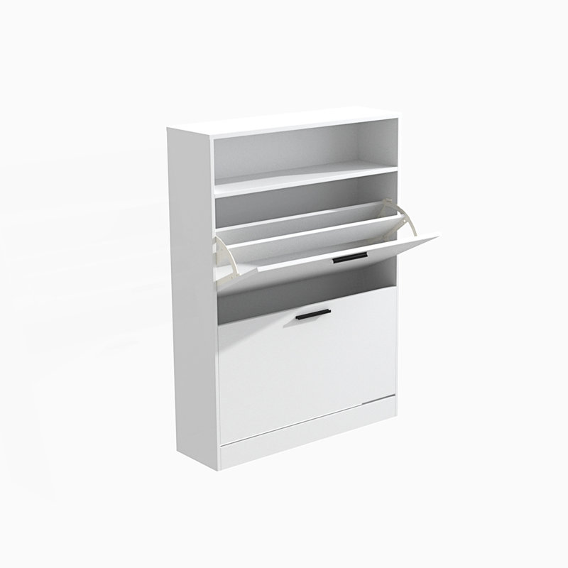 Armoire de rangement pour chaussures avec 2 tiroirs rabattables, rangement pour chaussures dissimulé, range-chaussures mince, armoire de vestibule