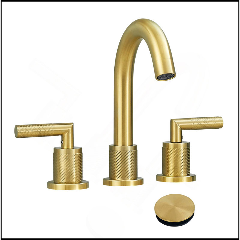 Bathroom Faucet 2 Handle Bathroom Sink Faucet Widespread 3 Hole 360° Swivel Spout Modern Sink Basin Faucets 8 Inch