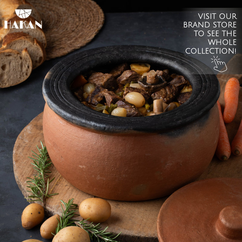 Large Unglazed Terracotta Clay Cooking Pot with Lid