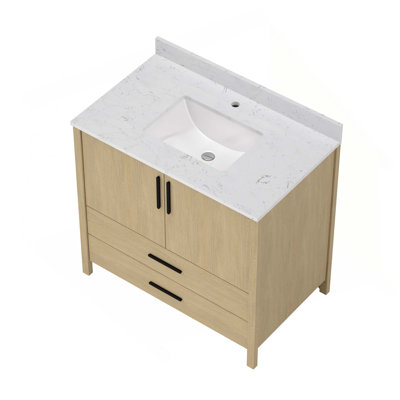Meuble-lavabo de salle de bain avec comptoir et trou pour robinet