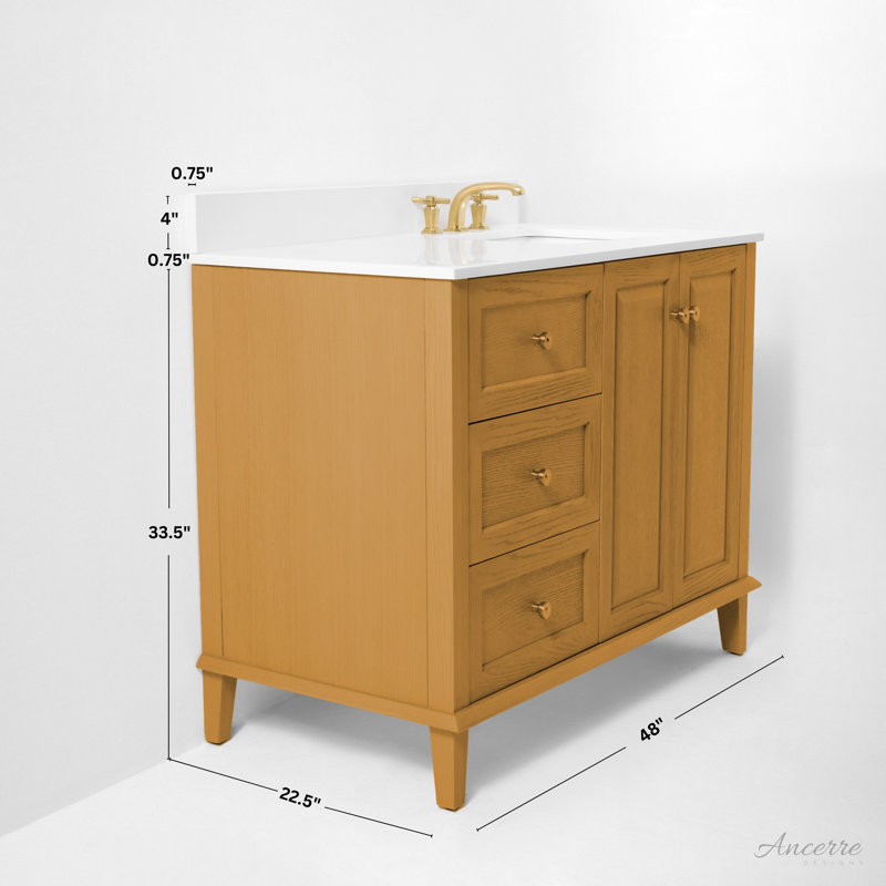 Hannah 48'' W Single Vanity, White, Sienna/Rose Gold, Right