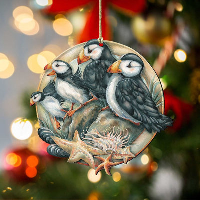 Ornement en bois « Send in the Clowns Puffins » de J. Bergsma
