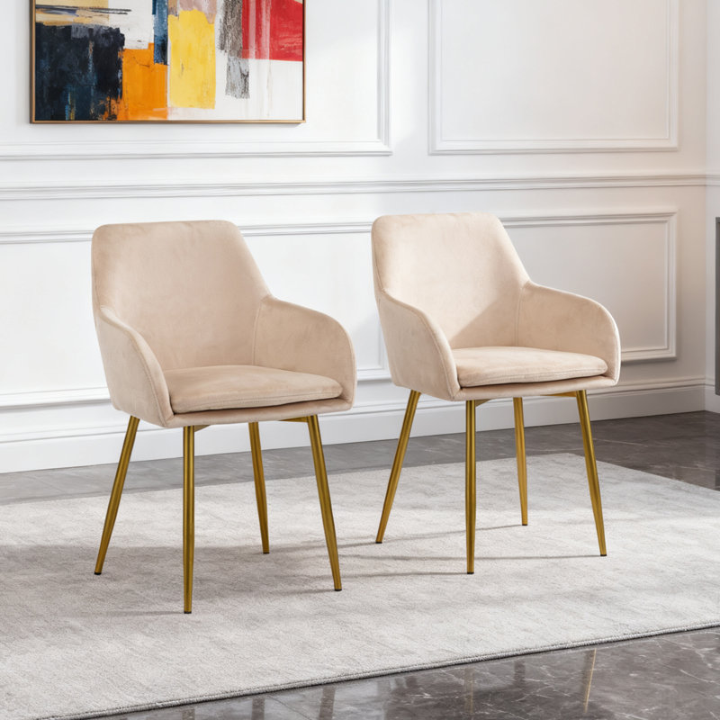 Ensemble de 2 chaises de salle à manger rembourrées en velours Euyit