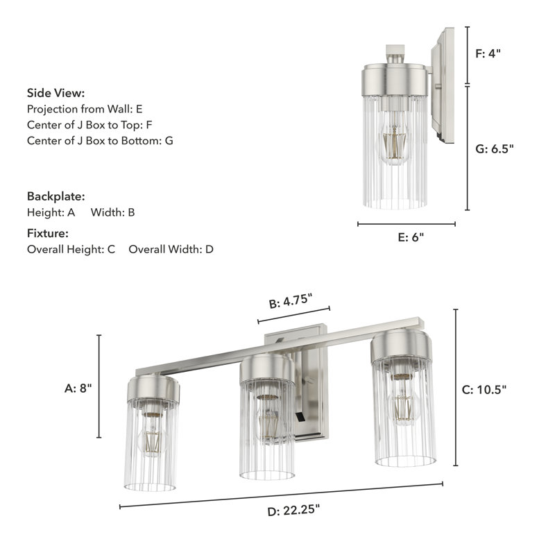 Gatz - Light Dimmable Vanity Light, 3, Brushed Nickel